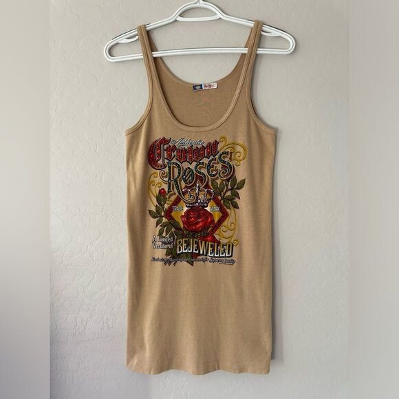 Bejeweled By Susan Fixel Vintage "Crown‎ Roses" M Top NWOT Swarovski crystals - Picture 2 of 12